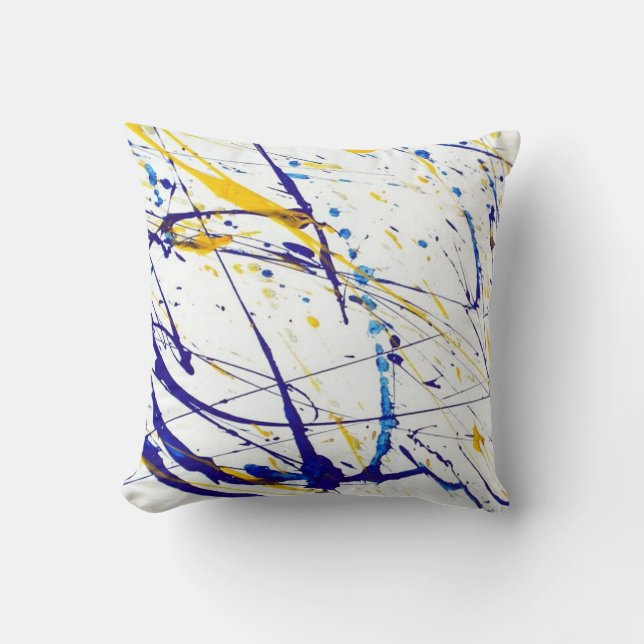 colored paint splatter pillow (Front)