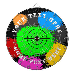 Colored paintball splashes and crosshairs custom dart board