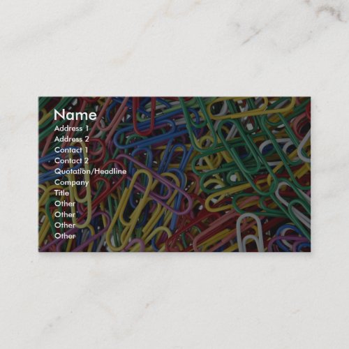 Colored paper clips business cards