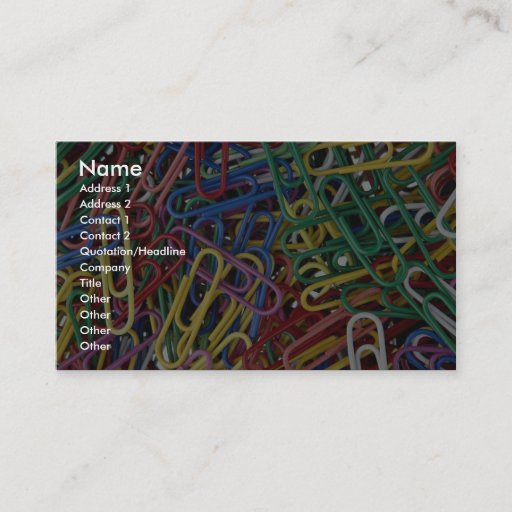 Customizable Colored paper clips business cards