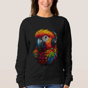 colored parrot DJ With Headphones african parrots Sweatshirt