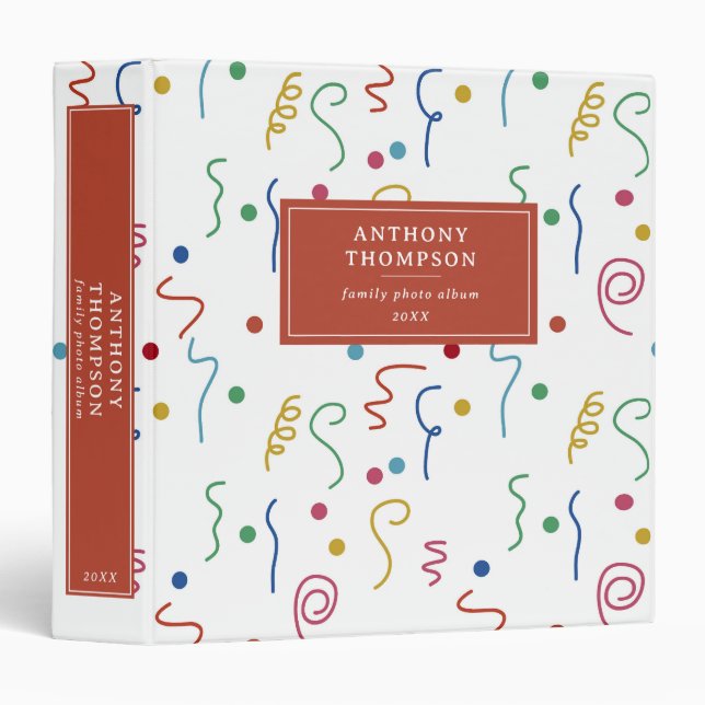 Colored Party Confetti Pattern 3 Ring Binder (Front/Spine)