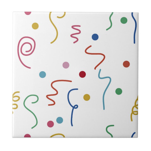 Colored Party Confetti Pattern Ceramic Tile (Front)