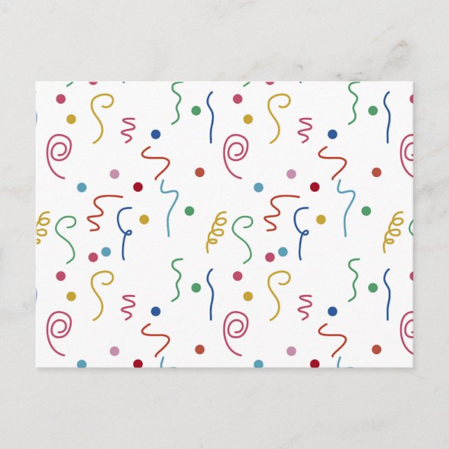 Colored Party Confetti Pattern Holiday Postcard (Front)