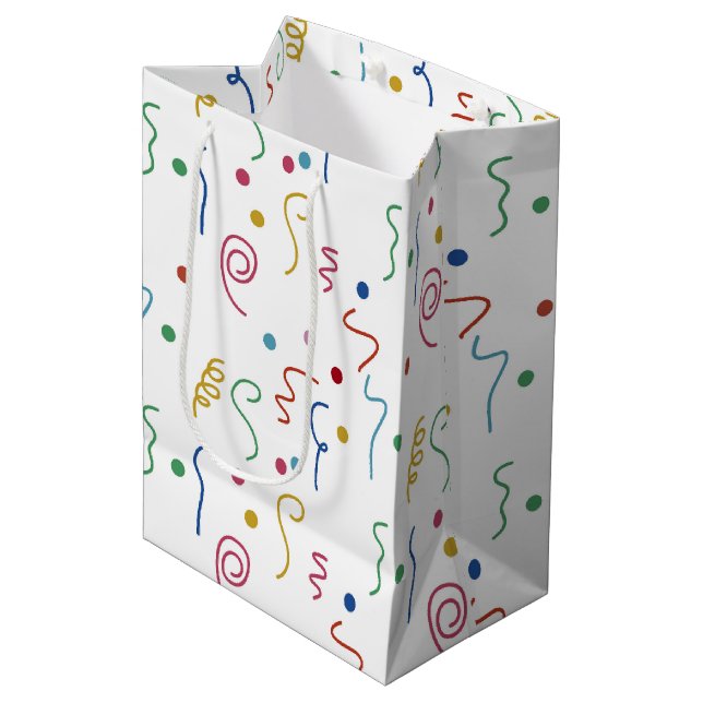 Colored Party Confetti Pattern Medium Gift Bag (Front Angled)
