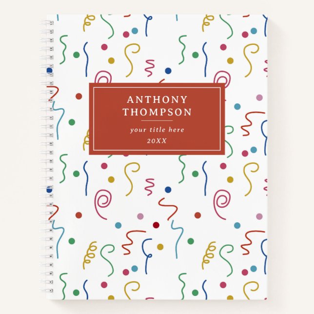 Colored Party Confetti Pattern Notebook (Front)