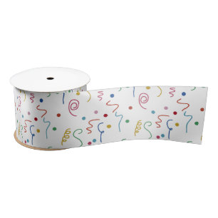 Colored Party Confetti Pattern Satin Ribbon
