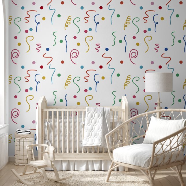 Colored Party Confetti Pattern Wallpaper (Kids)