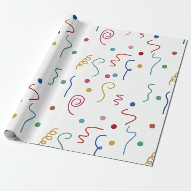 Colored Party Confetti Pattern Wrapping Paper (Unrolled)