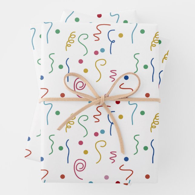 Colored Party Confetti Pattern Wrapping Paper Sheets (In situ)