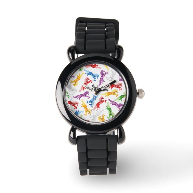 Colored Pattern jumping Horses Watch (Front)
