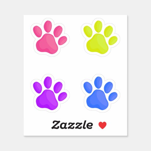 Colored Paw Print Stickers
