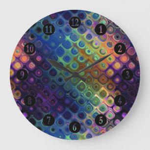 Colored Peacock Art Large Clock