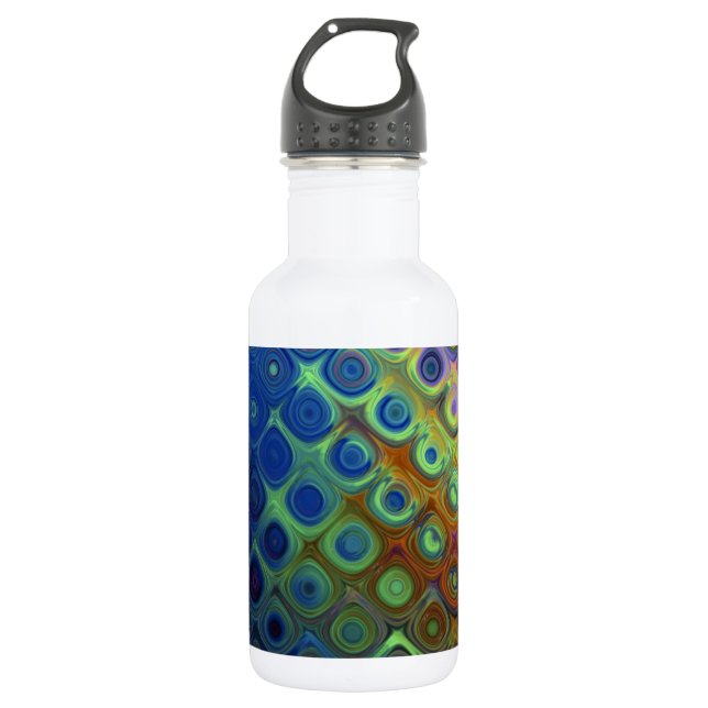 Colored Peacock Art Water Bottle (Front)