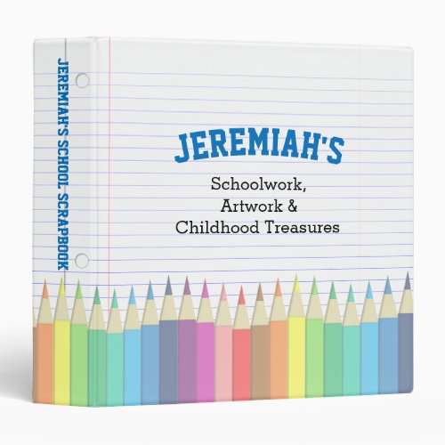 Colored Pencil and Paper School Work and Artwork 3 Ring Binder