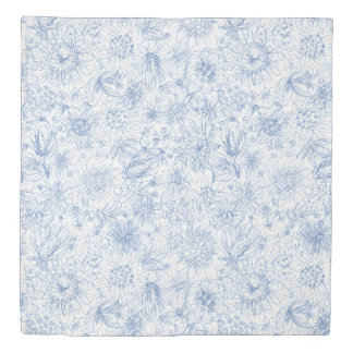 Colored Pencil Floral Queen Duvet Cover