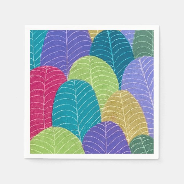 Colored Pencil Leaves Drawing Napkins (Front)