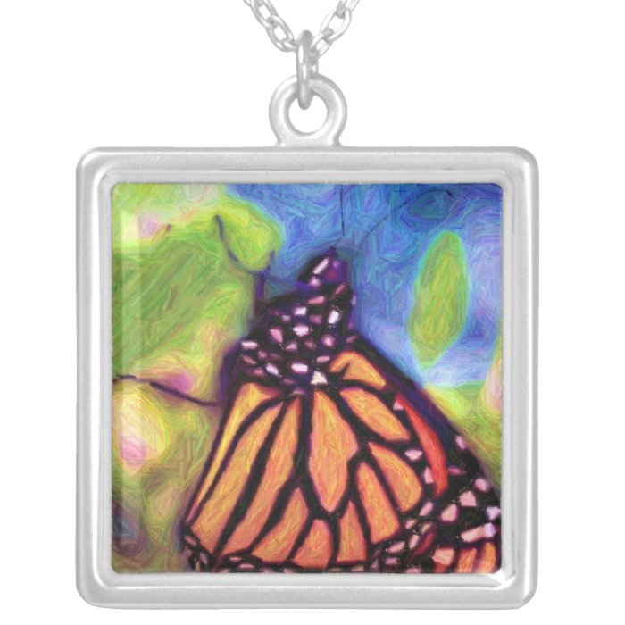 Colored Pencil Monarch Butterfly Necklace
