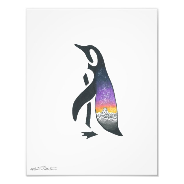 Colored Pencil Penguin Drawing Photo Print (Front)