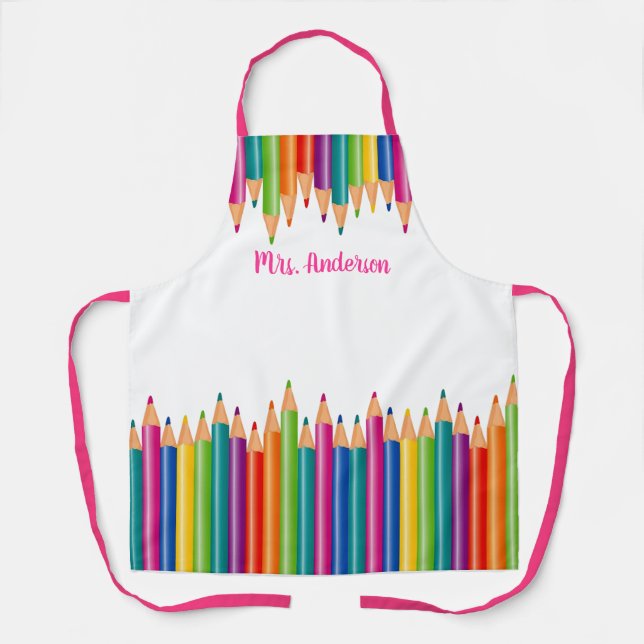 Colored Pencil Row Personalize Apron (Front)