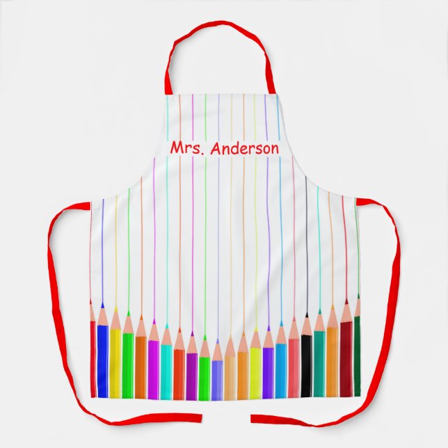 Colored Pencil Stripes Too Personalize Apron (Front)