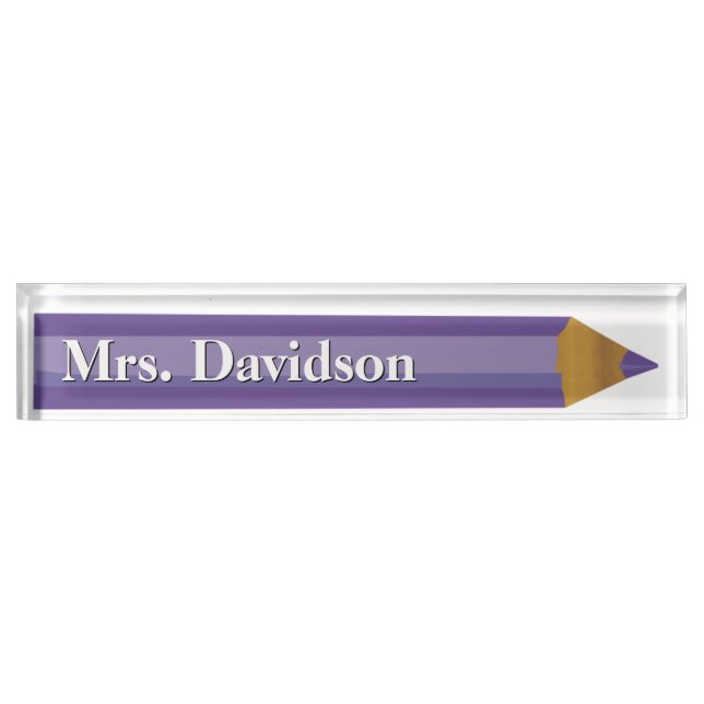 Colored Pencil Teacher's Custom Desk Nameplate (Front)