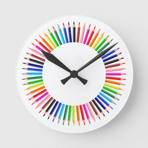 Colored Pencil Wall Clock