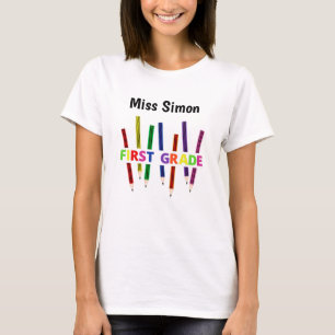 Colored Pencils 1st Grade Teacher Woman's T-Shirt