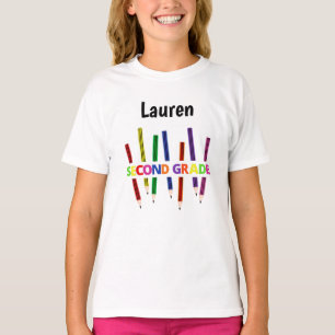 Colored Pencils 2nd Grade Girl's T-Shirt