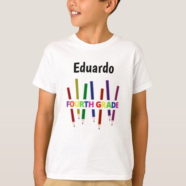 Colored Pencils 4th Grade Boy's T-Shirt (Front)