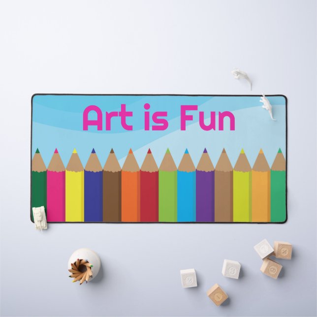 Colored Pencils Art is Fun Desk Mat (Kids Table)