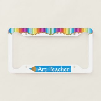 Colored Pencils Art Teacher License Plate Frame