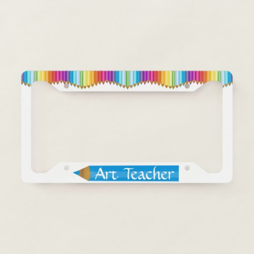 Colored Pencils Art Teacher License Plate Frame