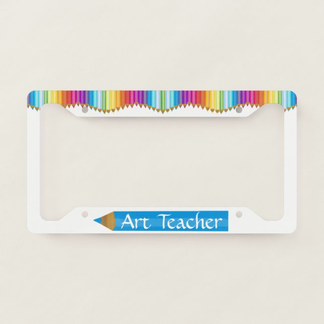 Colored Pencils Art Teacher License Plate Frame (Front)