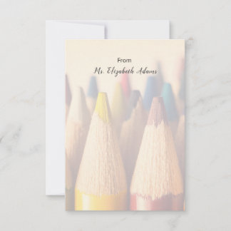 Colored pencils background. note card