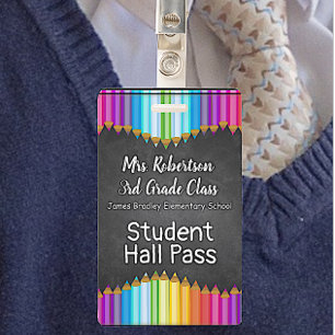 Colored Pencils Bathroom / Hall Pass Badge