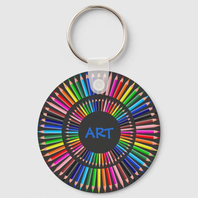 Colored Pencils Circle, Art Teacher, Artist Keychain (Front)