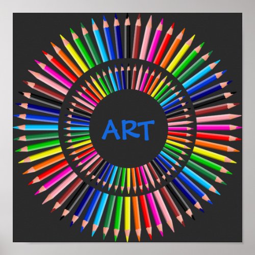 Colored Pencils Circle Art Teacher Artist Poster