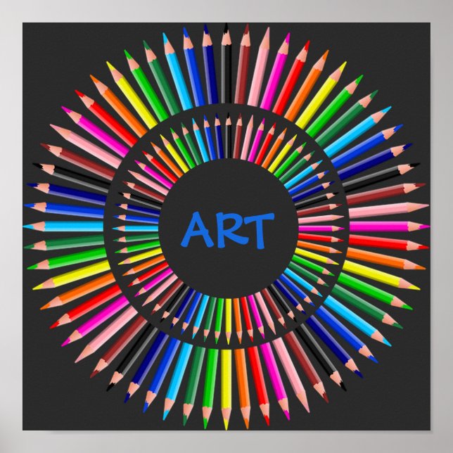 Colored Pencils Circle, Art Teacher, Artist, Poster (Front)