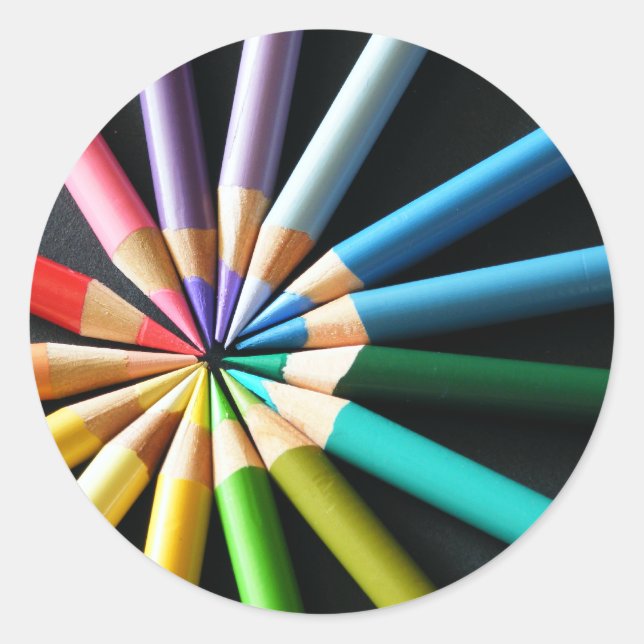 Colored Pencils Classic Round Sticker (Front)