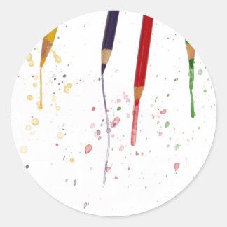 Colored Pencils Classic Round Sticker