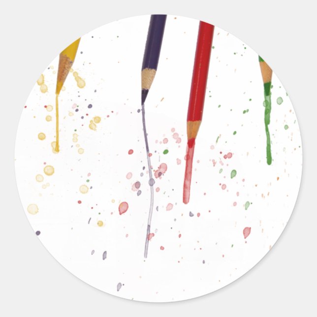 Colored Pencils Classic Round Sticker (Front)