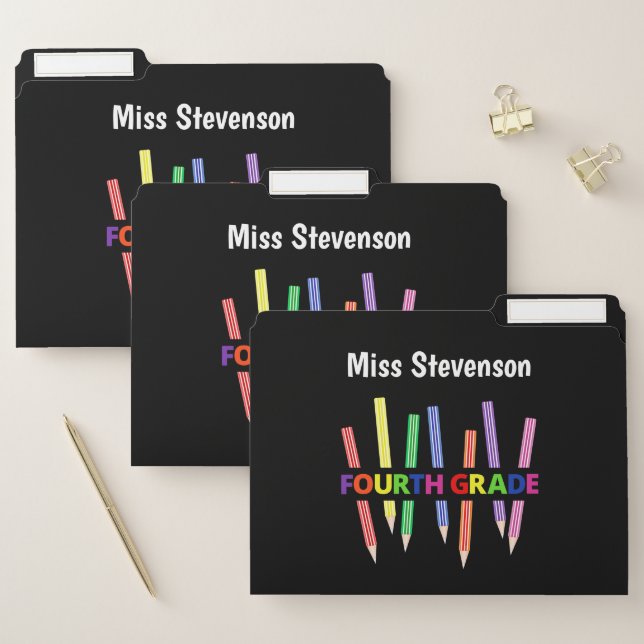 Colored Pencils Fourth Grade File Folder (Set)