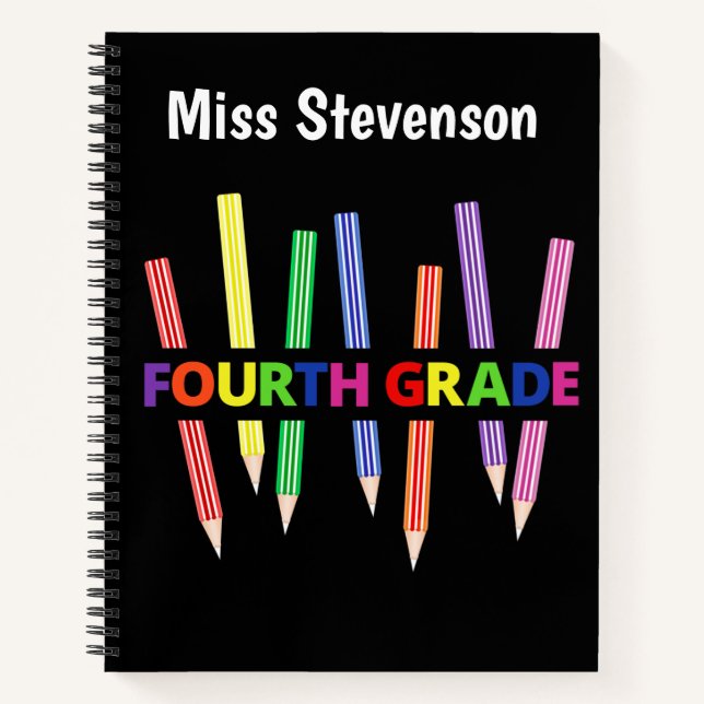 Colored Pencils Fourth Grade Notebook (Front)