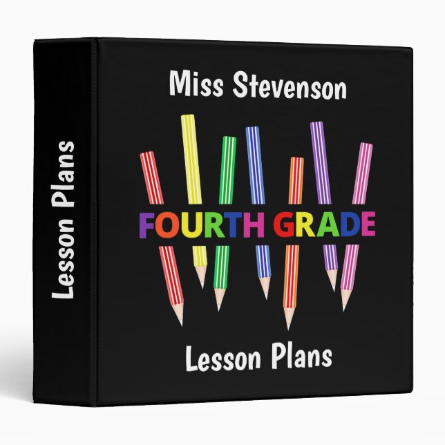 Colored Pencils Fourth Grade  Teacher Binder (Front/Spine)
