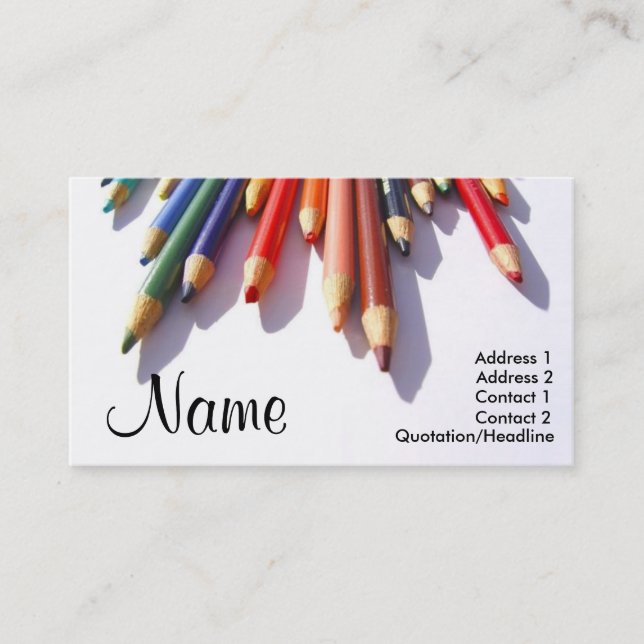 Colored Pencils Fully Customizable Business Card (Front)