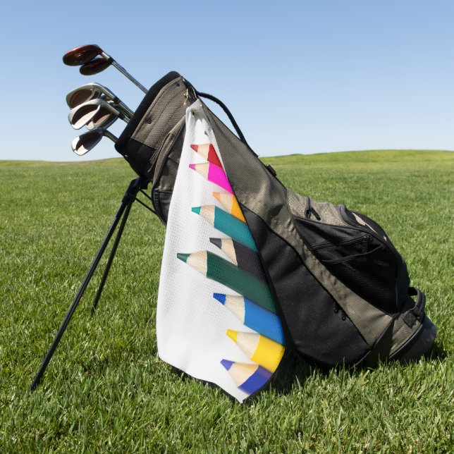 Colored Pencils Golf Towel (Green)