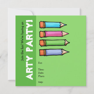 Colored Pencils green Party Invitation