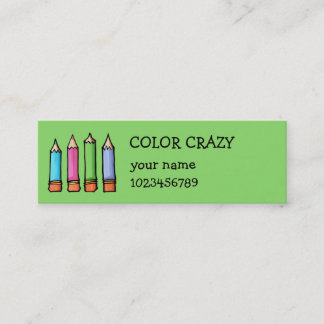 Colored Pencils green small Business Card
