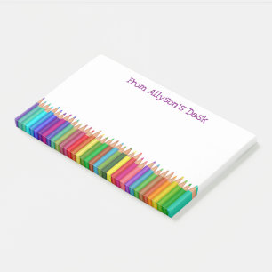 Colored Pencils Happy Bright Fun Kids Monogram Post-it Notes